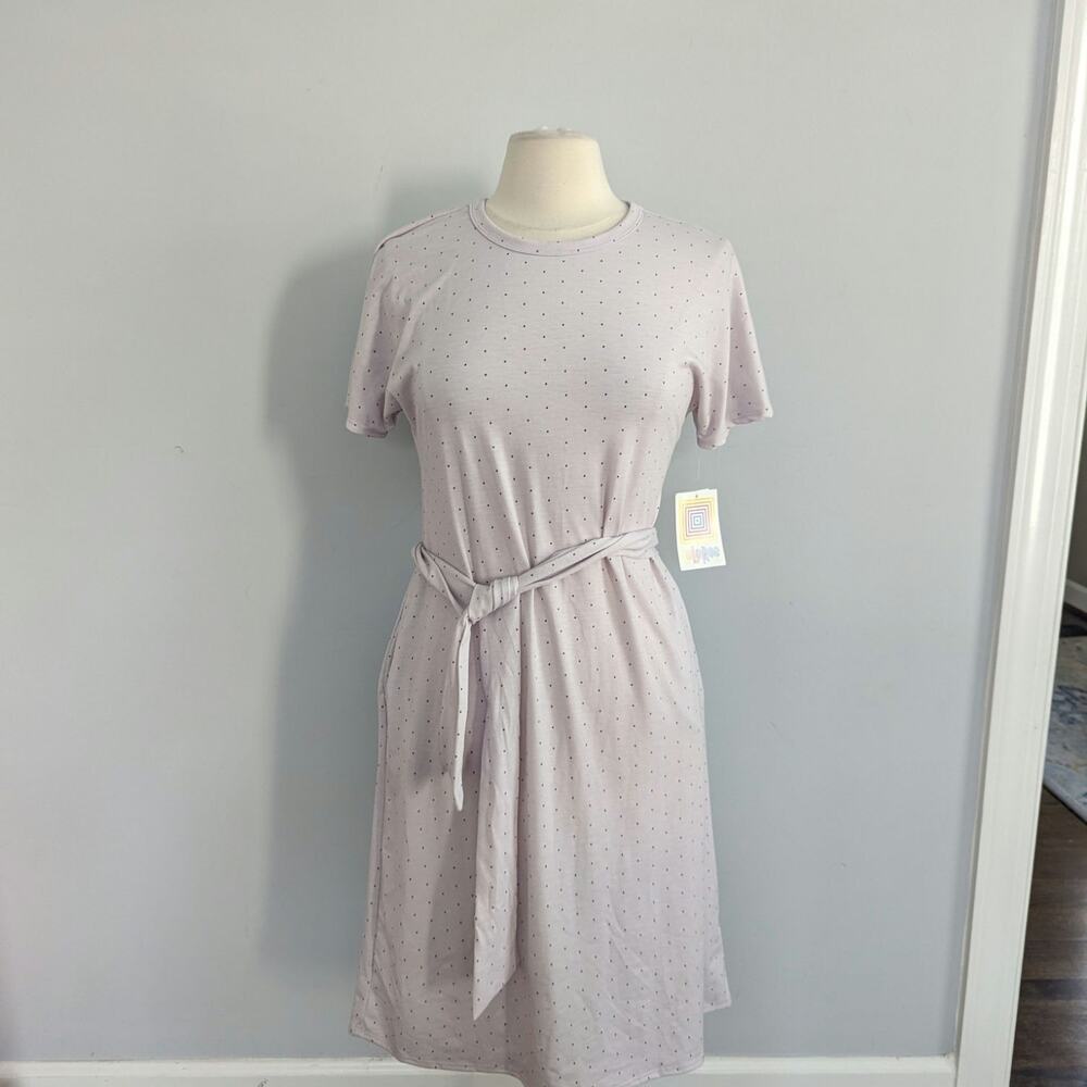 NEW Women's Lularoe Light Purple Pink with Black Polka Dots Marley Small